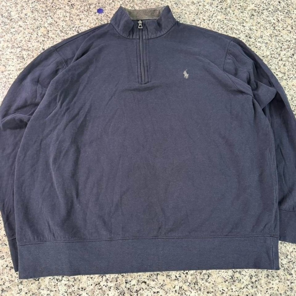 Polo Ralph Lauren Blue Knit Luxury Performance Quarter‎ Sweatshirt XL